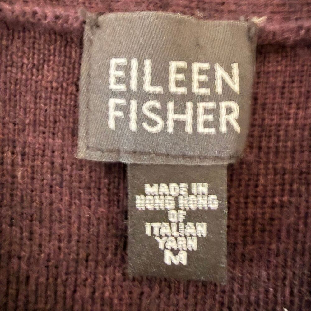 Eileen Fisher Merino Wool Plum Purple  V-Neck Vest Sleeveless Boxy Layering Mini - Picture 6 of 10